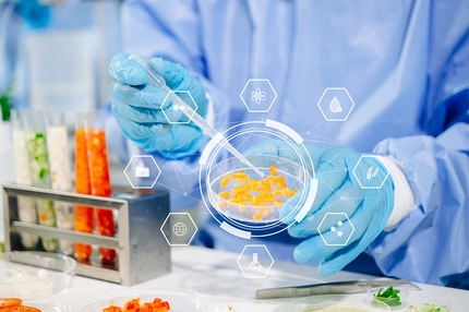 Image AI-enhanced food ingredient innovation lab.