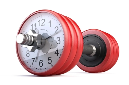 Image Dumbells attached to a clock