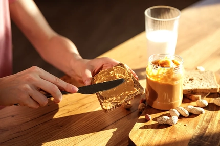 Image Peanut butter on bread.