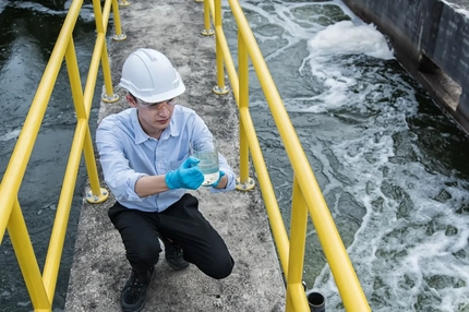 Image scientist investigating wastewater