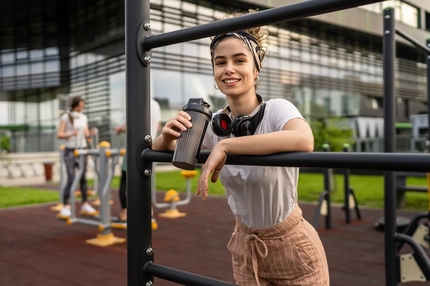 Image Woman drinking whey protein