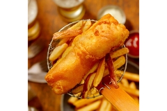 Deep fried fast food in a metal basket