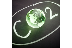 Image CO2 chalkboard with green globe in center
