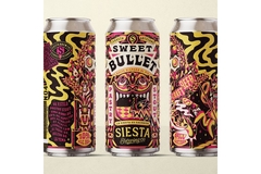 Image Colorful craft beer cans with bold, artistic Sweet Bullet Pastry Stout labels