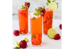 Image Strawberry and lime iced drinks in tall glasses