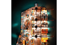 aerial view of shipping dock at night time