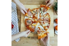 People eating pizza.