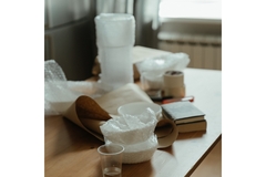 Packaging on a table.