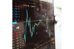Image Stock prices on a computer screen.