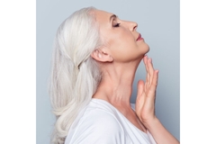 Image Side profile of a posing woman with white hair
