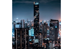 Image The Bangkok skyline at night.