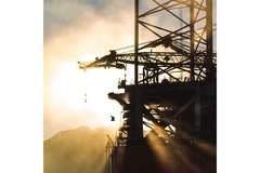 Image emissions from a factory during sunset