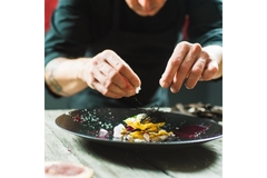 Image Food chef cooking using plant-based ingredients.