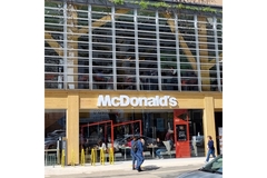 Outside a McDonalds chain restaurant.
