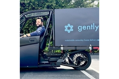 Image man driving gently truck