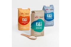 Rice in paper packaging.