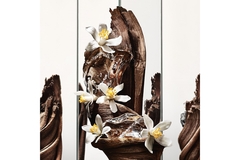 Image An artistic arrangement of vanilla flowers and wood.