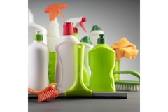 Image A collection of unbranded home cleaning products.