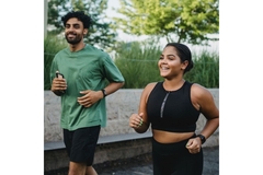 Man and woman running