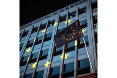 EU flag in the dark.