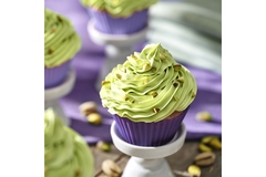Image A purple colored cup cake.