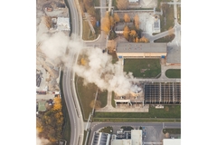 Image white smoke coming out a factory