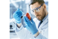Image Scientist injecting strawberry in lab.