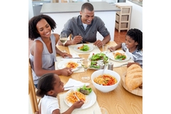 Family having dinner.