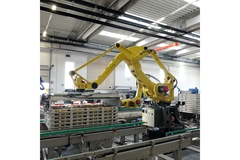 Image Palletizing robot with pallets.