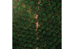 Car driving through palm tree forest.
