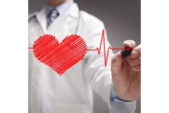Image Doctor drawing ecg heartbeat.