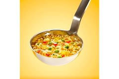 Image Noodles on a large spoon.