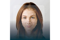 Image Network of lines digitally drawn over a womans face.