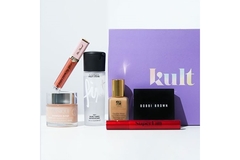 Image Kult beauty box next to eeste lauder brand cosmetics