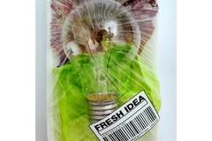 Image A lightbulb encased in food packaging that is labeled "Fresh Idea."