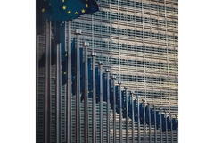 Image EU flags are flying in the air.