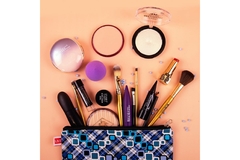 Image Makeup bag with cosmetics.