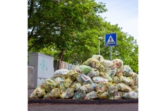 pile of plastic waste on the road