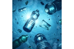 Image Plastic waste floating in the ocean.