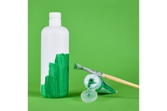green washing white plastic bottle