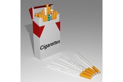 Image Cigarette packaging and loose cigarettes.