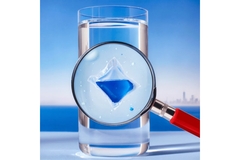 Image A detergent pod in a water glass.