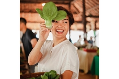 Image Woman happy eating salad