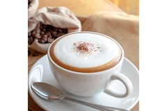Image A cup of cappucino in a white cup.