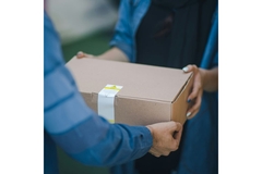 Handing over a parcel.