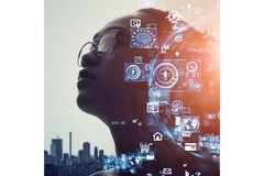 Human face and AI.