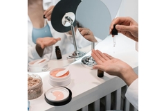 dressing desk with skin care products
