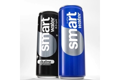 Canned water with Smartwater print.
