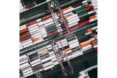 Image A aerial view of a container port.