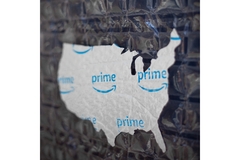 Image Map of US cut out in Amazon Prime plastic packaging